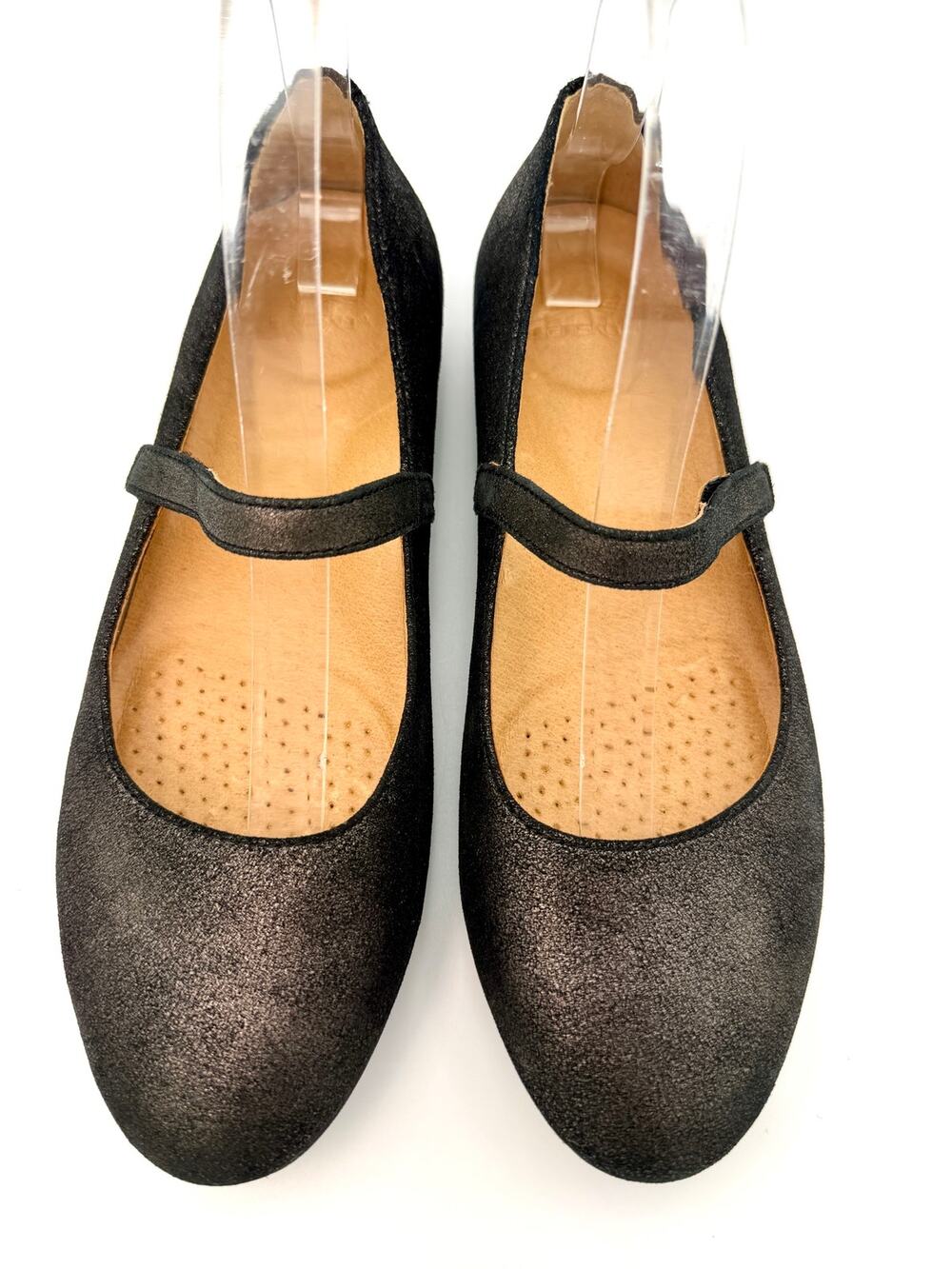 Dansko Mary Jane Flats Metallic Pewter Black Size 38 / 8 Arch Support